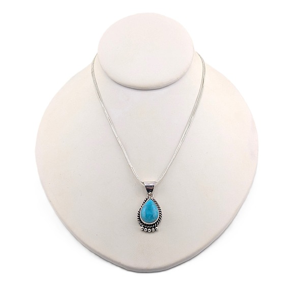 Authentic Navajo Necklace Blue Turquoise Pendant Native American Jewelry ** - Picture 9 of 10